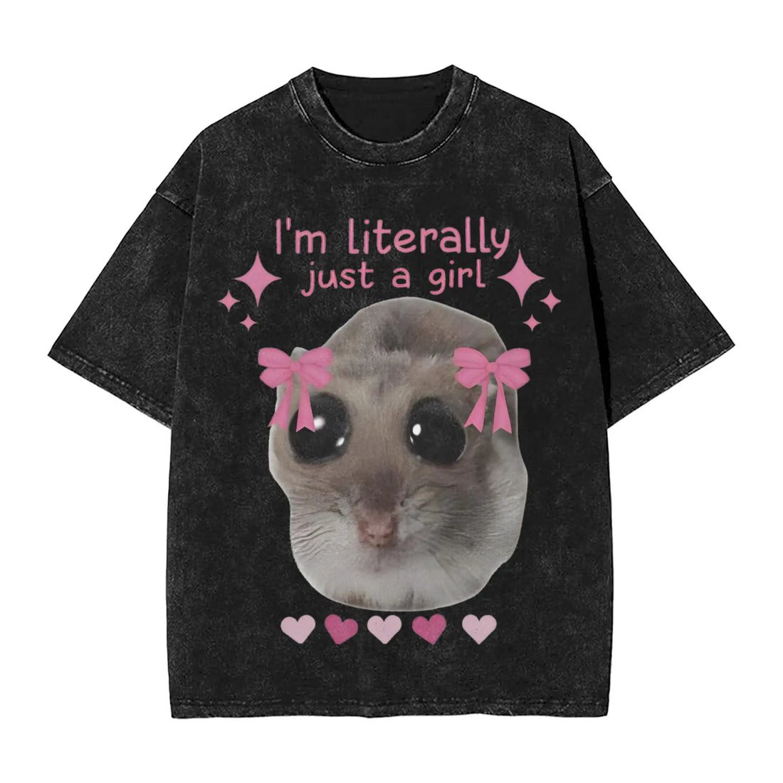 Cyber Hamster Meme Funny Animal Washed T Shirts Streetwear Hip Hop Vintage T-Shirt Tees Tops Men Women Cotton High Street Summer