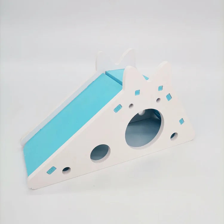 Colorful Wooden Hamster Slide House Toy Assembled Small Pet Cage Toys for