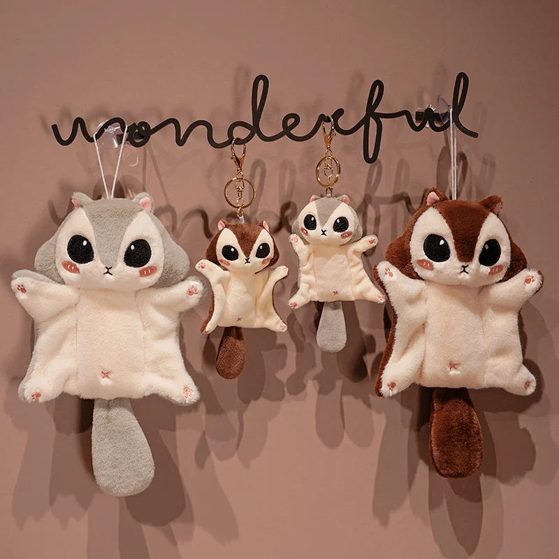 Cute Pteromyini Flying Hamster Plush Dolls Keychain Cartoon Mouse Baby Squirrel Glider Stuffed Animals Toy Lovely Gifts for Kids