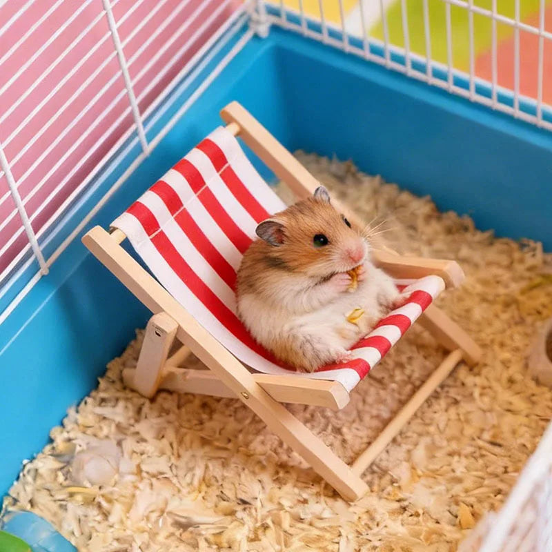 Small Pet Hamster Beach Lounge Chair Hamster Toy for Resting Playing Sleeping Small Animals Furniture Pet Cage Decoration