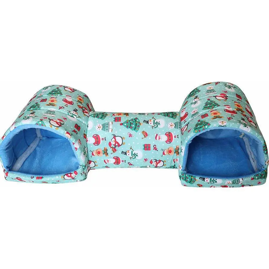 Guinea Pig Hideout Tunnel Blue Small Animal Bed with Anti-slip Bottom