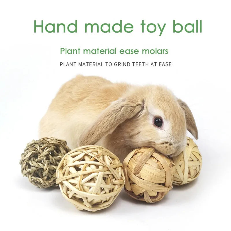 Grass Ball Chew Toy Set for Rabbits and Guinea Pigs for rabbits, guinea pigs, hamsters, and chinchillas from Burrowly small pet supplies.