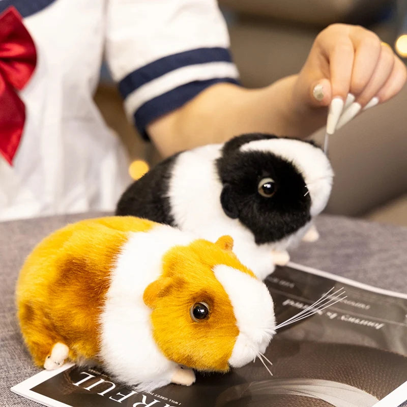 Guinea Pig Plush Toy 18cm Lifelike Black White,Brown White Guinea Pig Doll Stuffed Animal Toy Kids Birthday Gift Home Decor