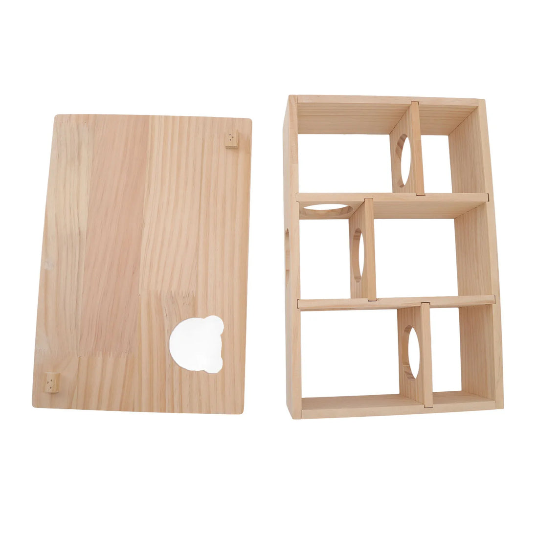 Wood log hideout house for hamsters and chinchillas from Burrowly.