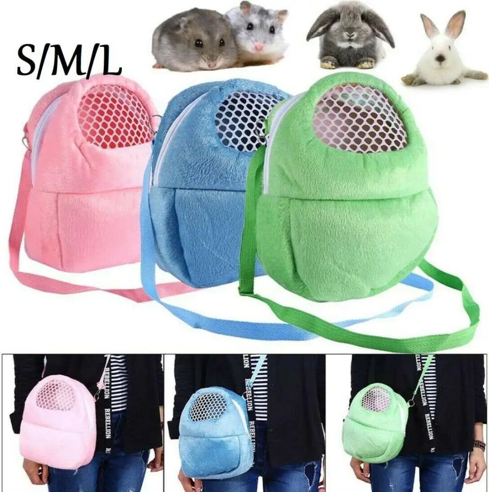 Warm Travel Carrier Bag for Small Pets for hamsters, guinea pigs, rabbits, and chinchillas from Burrowly small pet supplies.