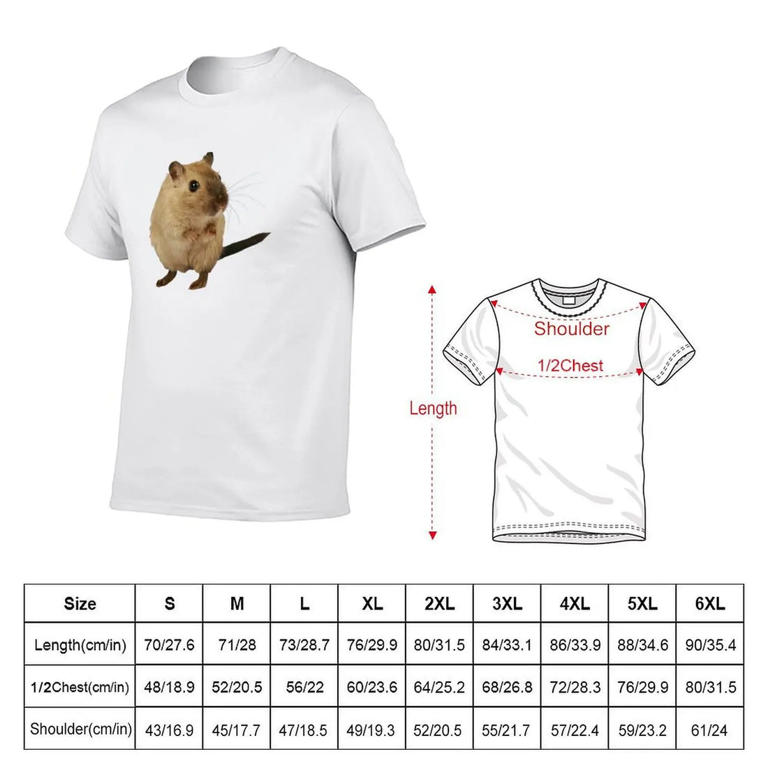 Gerbil Portrait: Photo Cutout T-Shirt t shirts for man pack cotton t shirts for man cotton T-Shirt