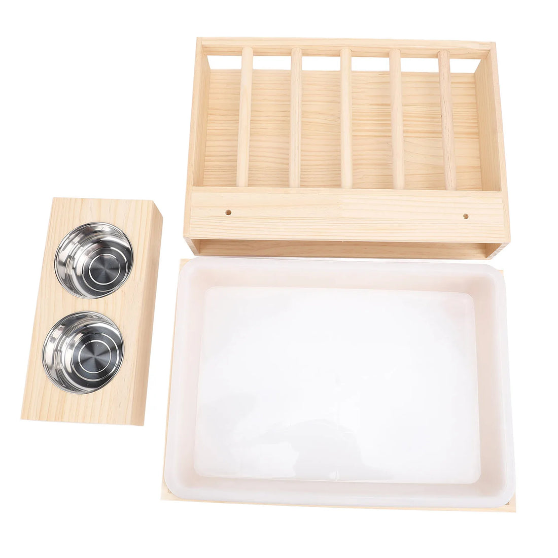 Rabbit Hay Feeder Easy to Assemble Mess Proof Wooden Food Feeding Manger