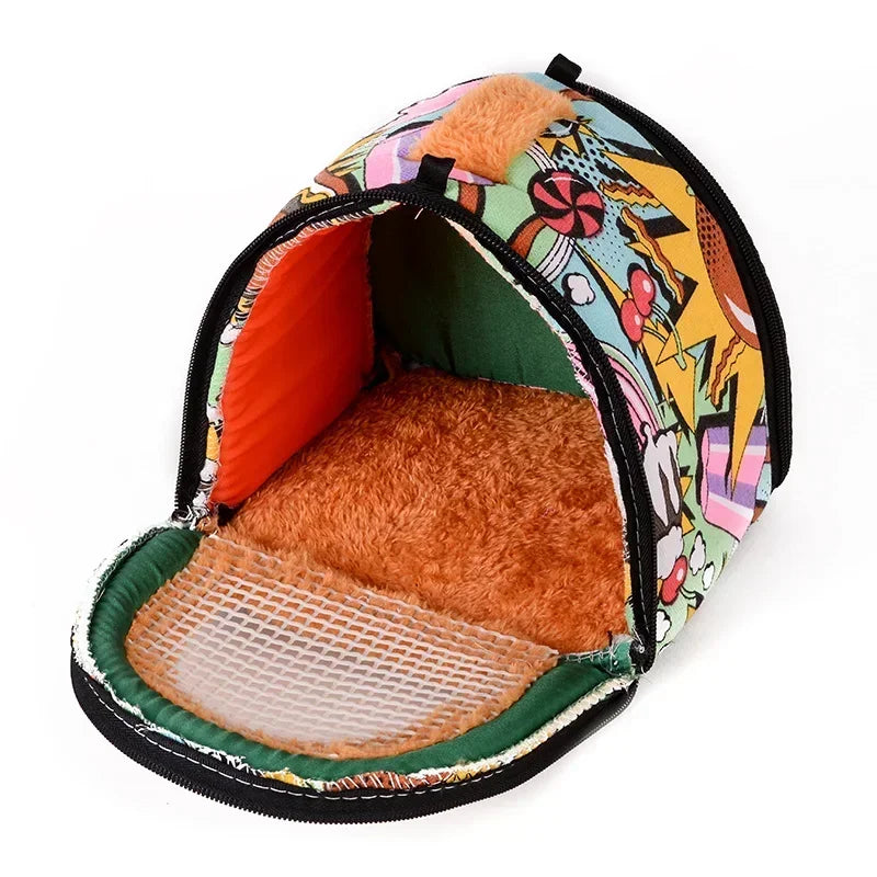 Breathable Sling Carrier for Hamsters and Small Pets for hamsters, guinea pigs, rabbits, and ferrets from Burrowly small pet supplies.
