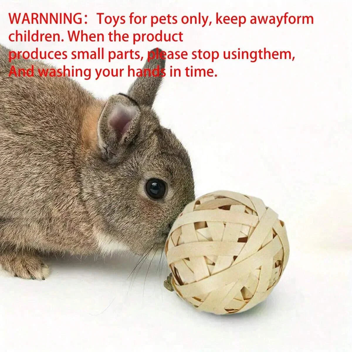 Natural Grass Weaving Chew Ball for rabbits, guinea pigs, hamsters, and chinchillas from Burrowly small pet supplies.