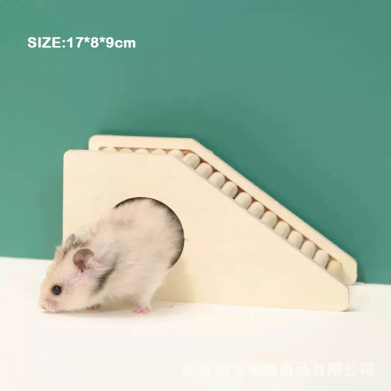 Unpainted Wooden Guinea Pig Hideout Climb House - Hamster Cage Decor Play
