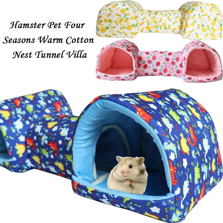 Guinea Pig Hideout Tunnel Blue Small Animal Bed with Anti-slip Bottom