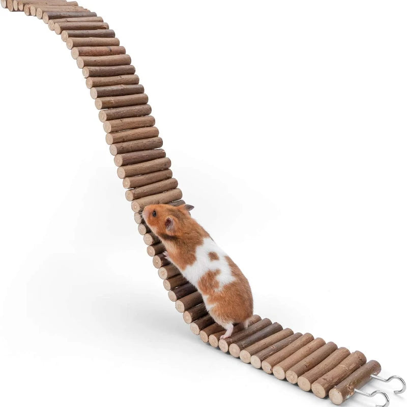 Hamster Suspension Bridge Toy Long Climbing Wooden Ladder for Hamster Mice for Burrowly enrichment toys and small pet care.