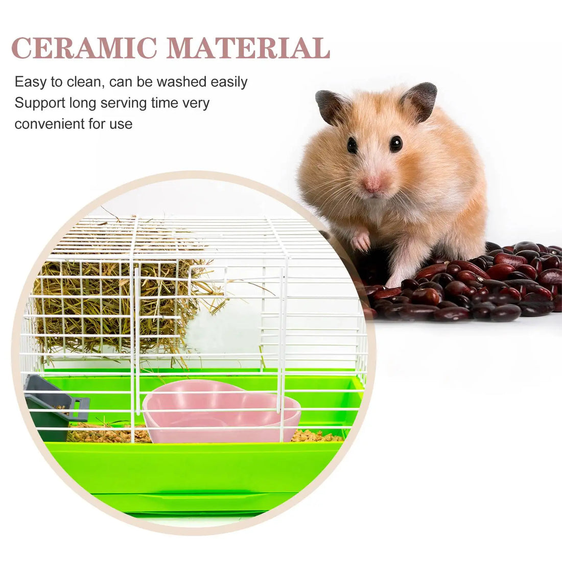 Heart-Shaped Ceramic Food Bowl for Small Pets