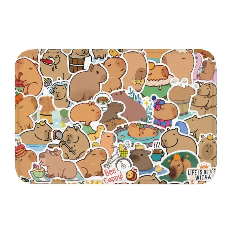 Custom Cute Giant Cavy Capybara Doormat Non-Slip Bathroom Kitchen Mat Living Room Floor Door Entrance Carpet Rug
