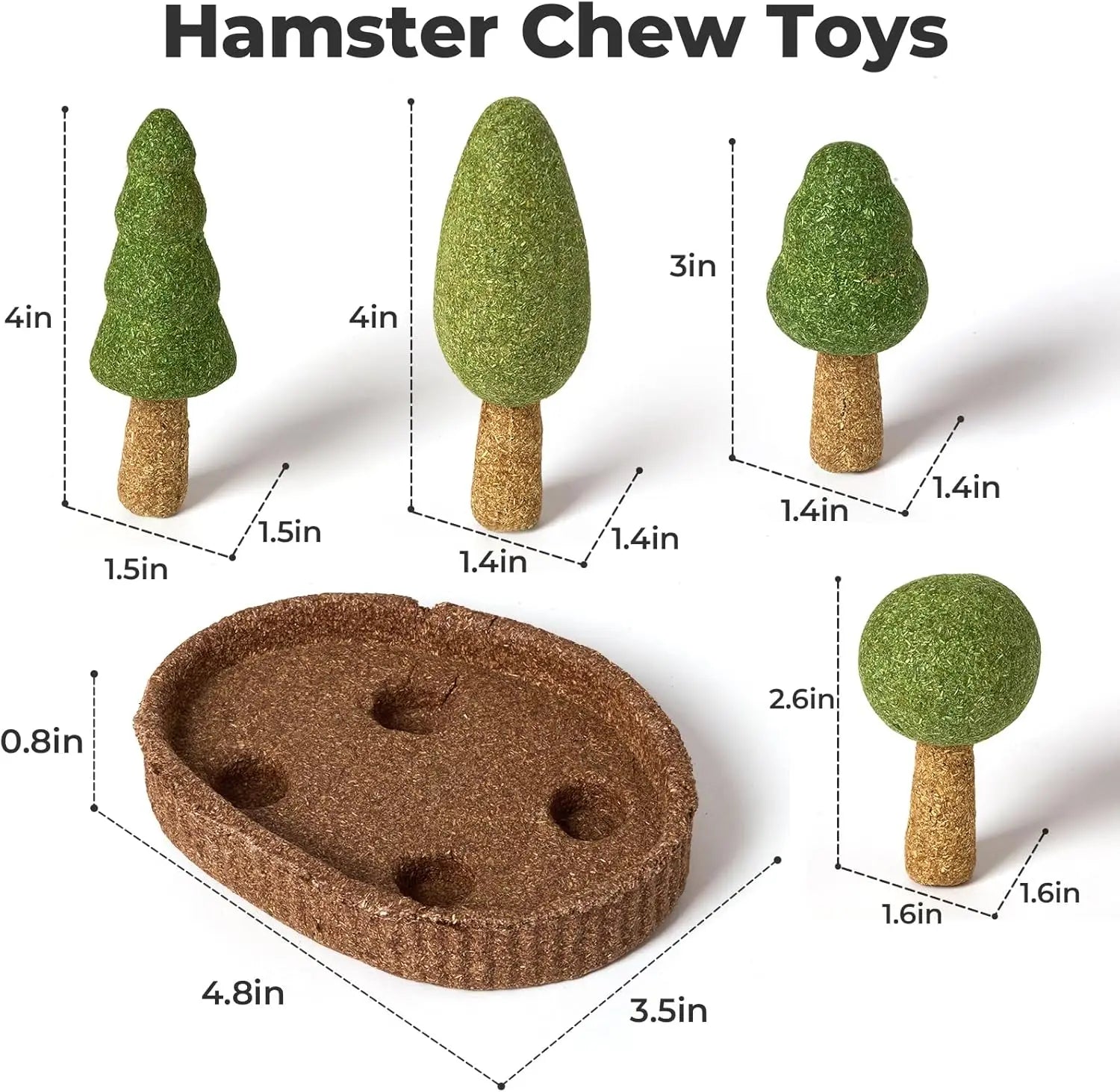 mini&moe Hamster Chew Toys for Teeth – 5PCS Guinea Pig Chew Toys Detachable Natural Edible Chinchilla Treats Improve Dental Heal