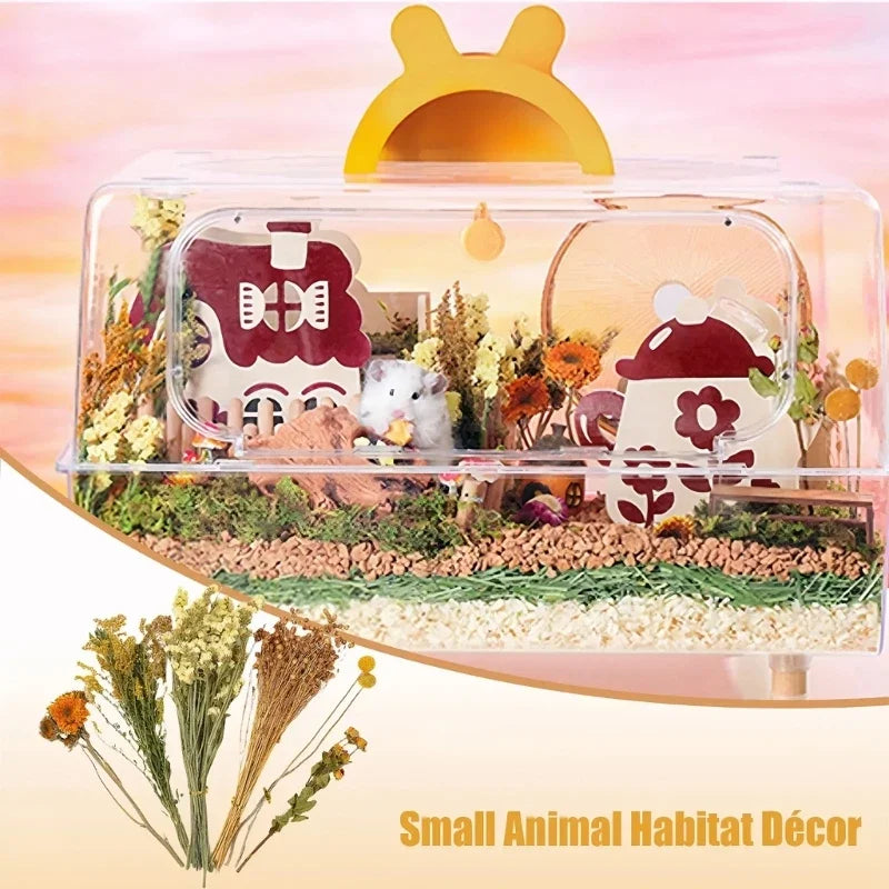 Handcrafted Hamster Cage Decors Dried Flower Bedding Promotes Natural Foraging Behavior Y5GB
