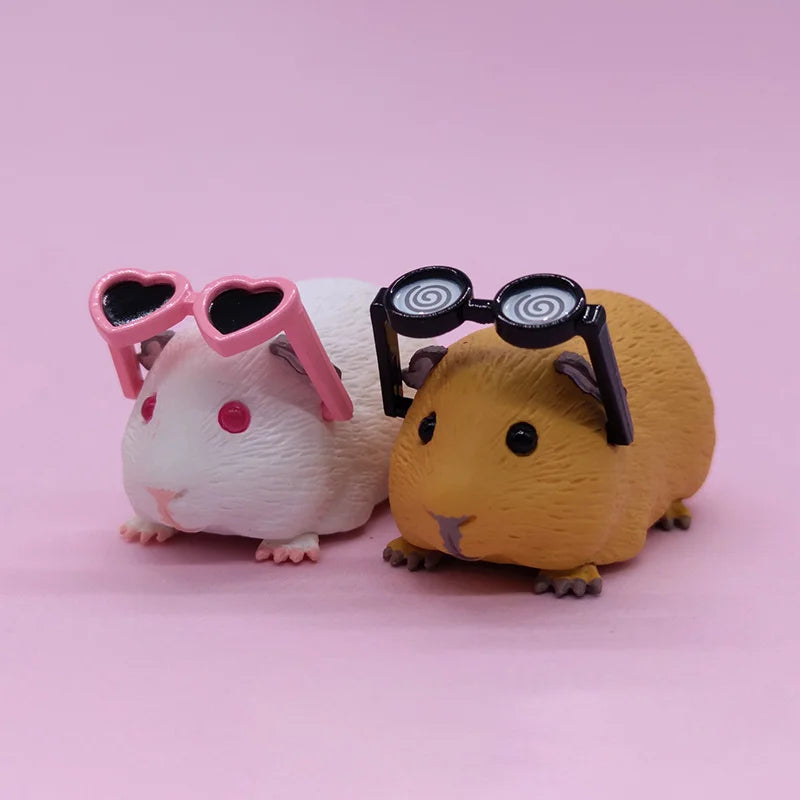 Guinea Pig With Sunglasses Blind Box Cute Mini Anime Action Figure Model Toys Kawai Desktop Decoration Collection Festival Gift