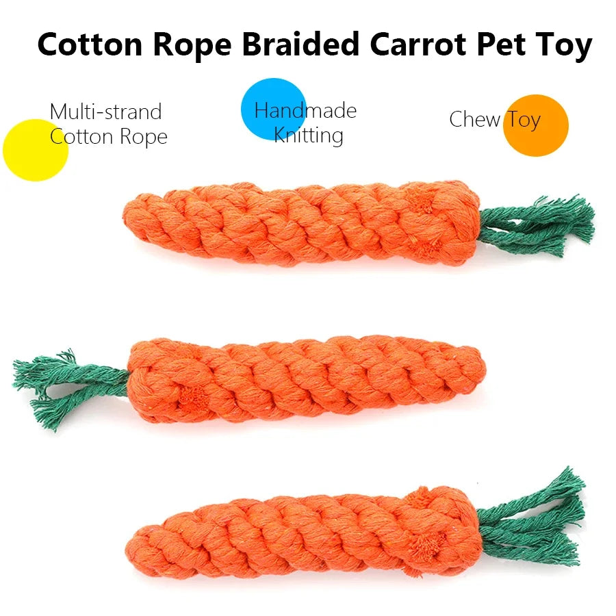 Small Chew Toys Bite Resistant Cotton Rope Carrot Shape Pet Playing Toy