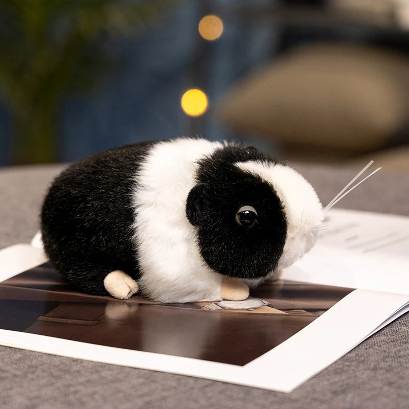 Guinea Pig Plush Toy 18cm Lifelike Black White,Brown White Guinea Pig Doll Stuffed Animal Toy Kids Birthday Gift Home Decor