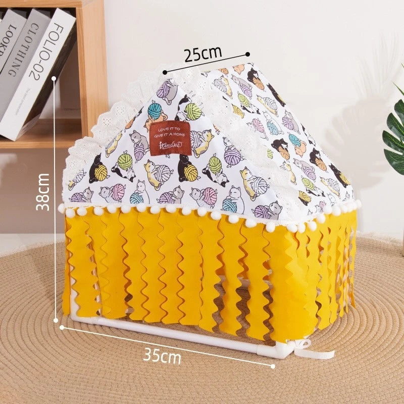 Cute circus hamster shelter rabbit Totoro golden bear tassel tent Dutch pig guinea pig shelter pet supplies Hamster House Set