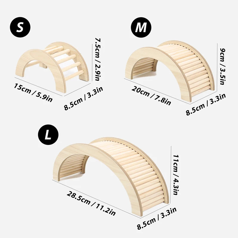 Wooden Steps Bridge for Hamsters and Guinea Pigs Wheels & Exercise