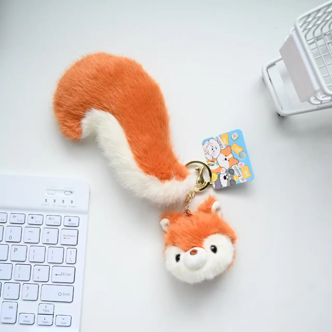 18cm Long tail Squirrel Raccoon Bear Plush Pendant Kawaii Animals Hairy Plush Keychains Bag Car Phone Hanging Plush Keyrings