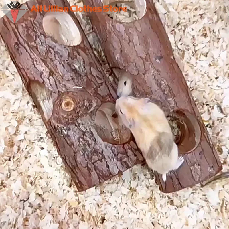 Hamster Natural Wooden Forest Hollow Tree Trunk Tunnel Tube Toy Tunnel