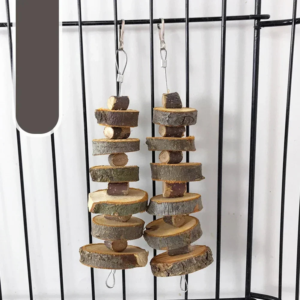 Natural wood chew toy assortment for small pet enrichment from Burrowly.