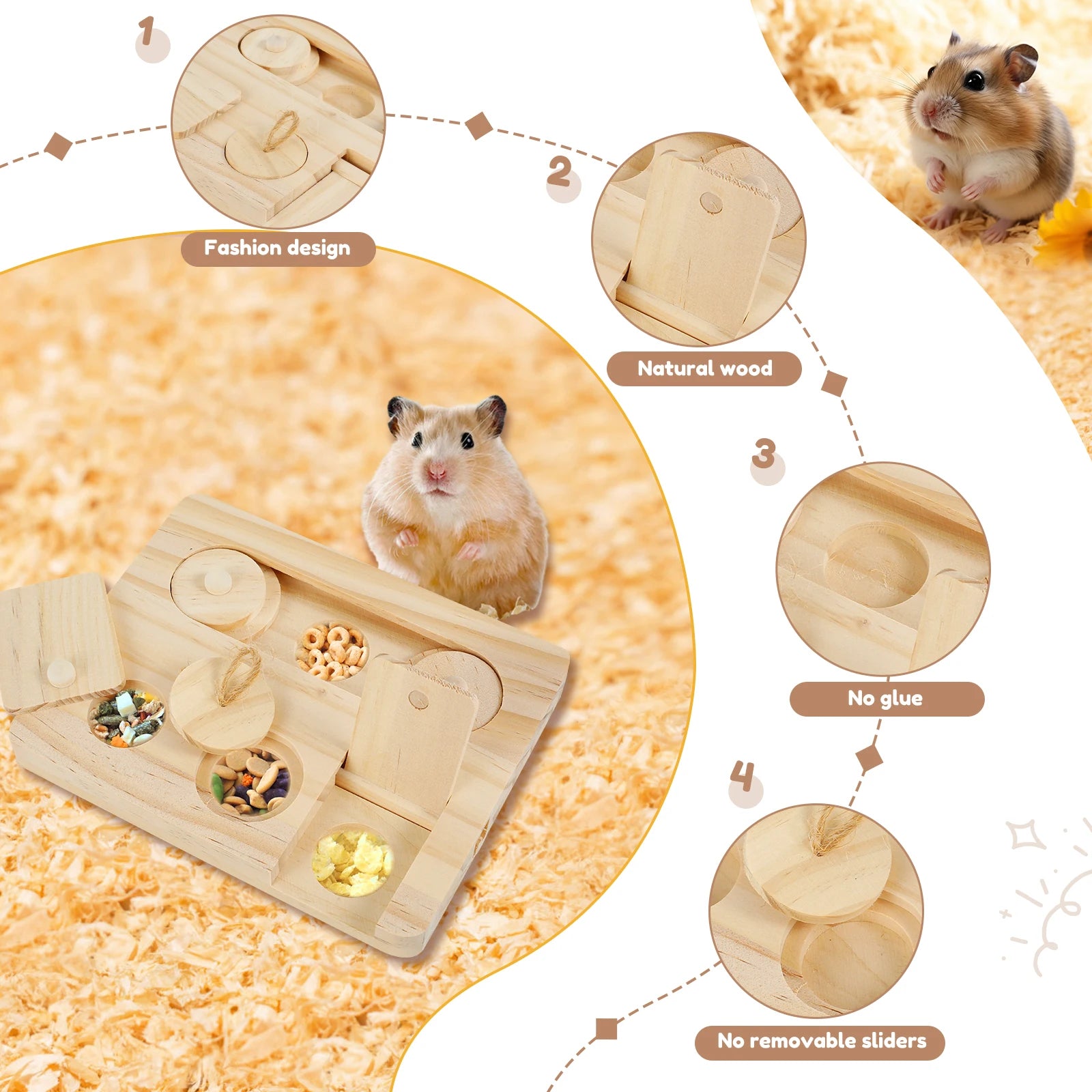 Wooden Treat Dispenser for Guinea Pigs and Rabbits for guinea pigs, rabbits, and hamsters from Burrowly small pet supplies.