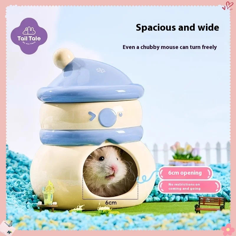 Ice Cave Hamster House Ceramic Hideout Summer Cooling Shelter for Small