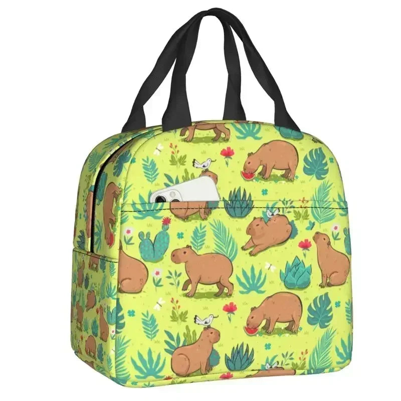 Cute Giant Cavy Capybara Collage Lunch Bag Leakproof Thermal Cooler Insulated Lunch Box For Women Kids Picnic Food Tote Bags
