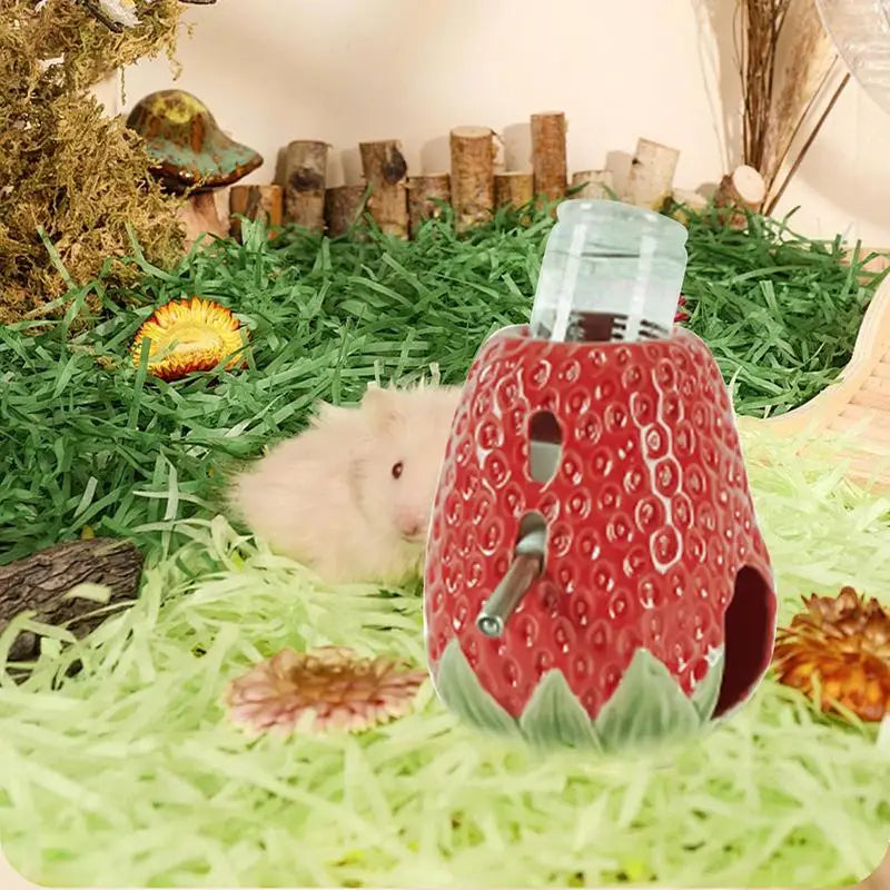 Hamster Water Bottle Holder Strawberry Ceramic Hamster Water Bowl Creative