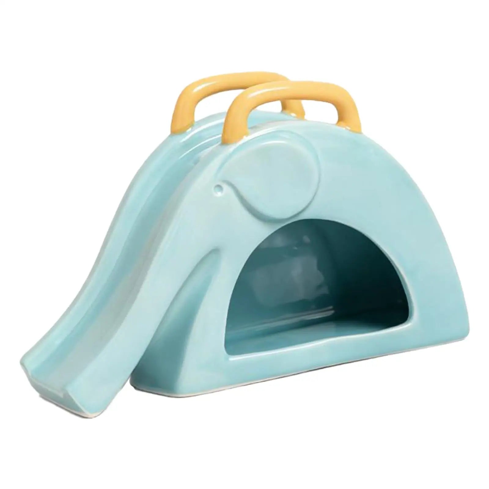 Quality Ceramic Hamster Hideout Elephant Shaped House with Slide Safe Play Toy Activity Exercise Decor for Gerbils