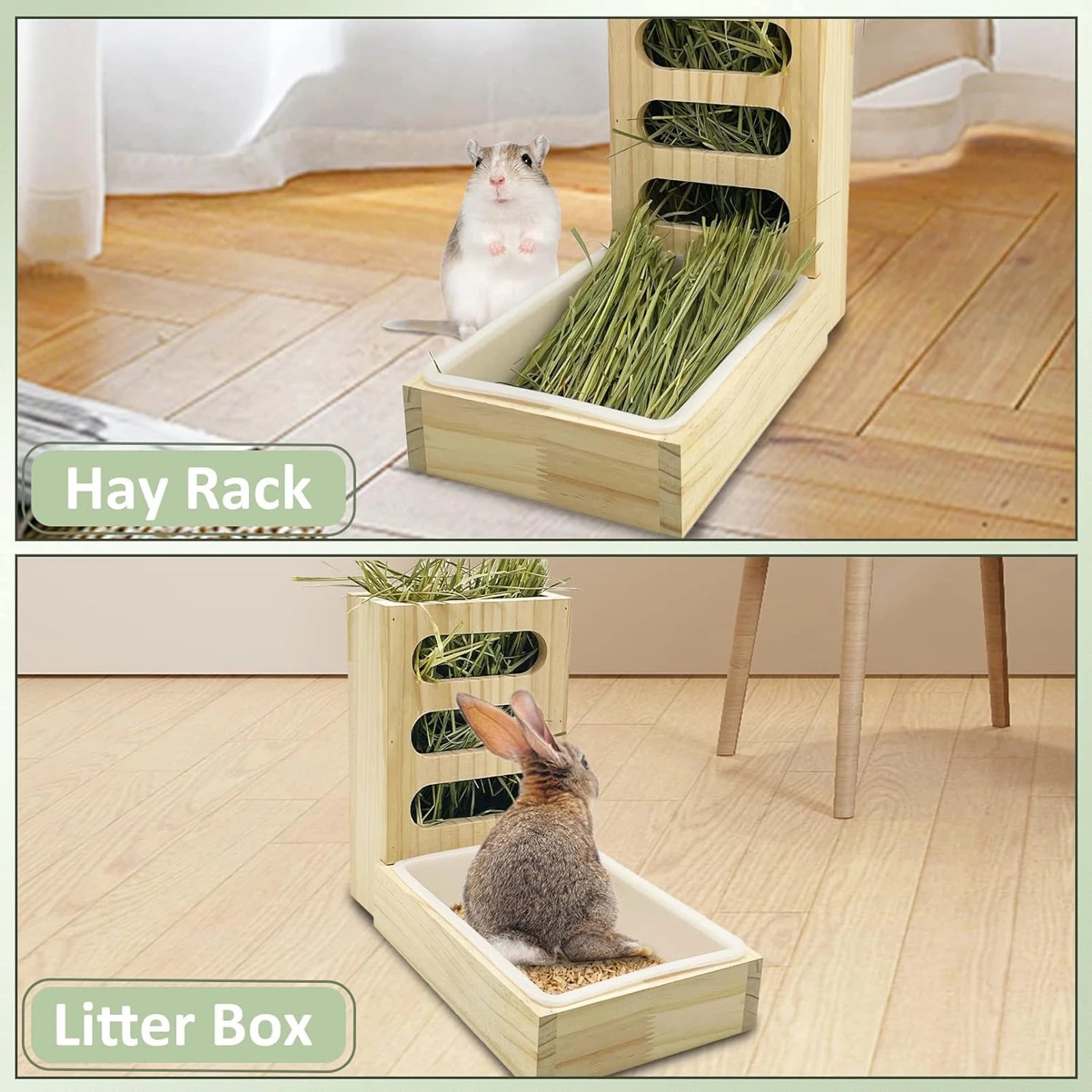 Rabbit Hay Feeder with Litter Box Hay Rack Feeder Small Animal Hay Holder