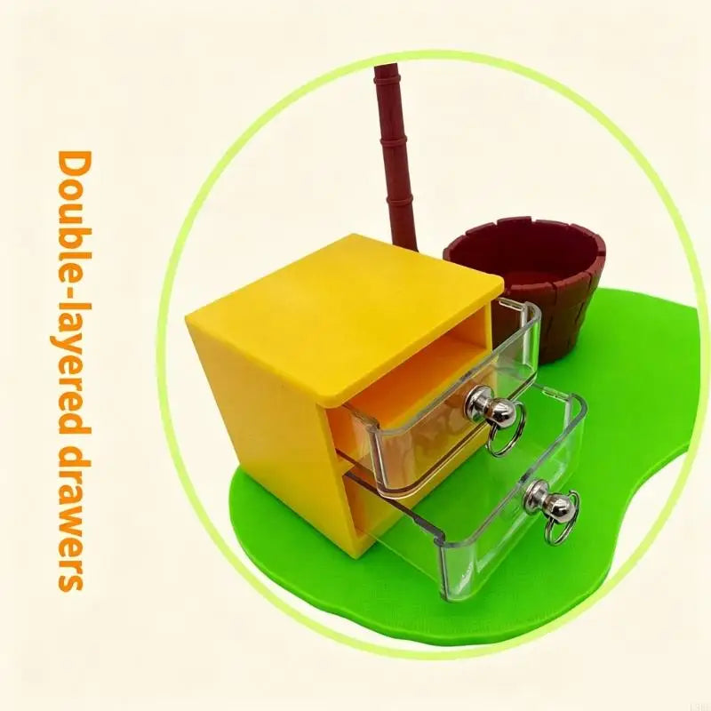 L9BE Creative Hamster Foraging Puzzle Treats Feeder with Easy Access Drawer For Daily Treats Dispensing Small Pet Engagement