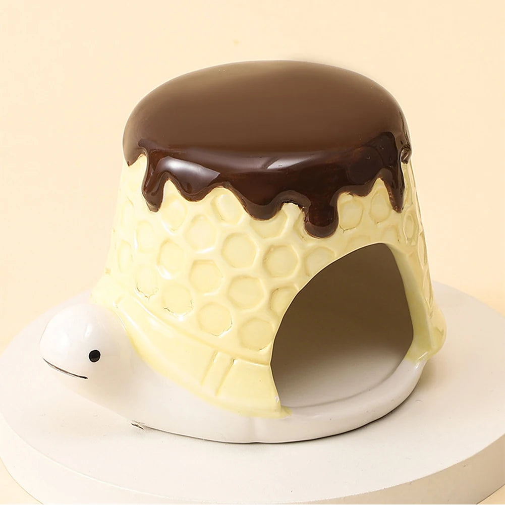 Ceramic Hamster House for Small Animals Outdoor Mushroom Cave Small Animal