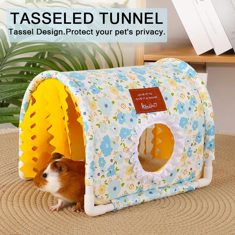 Hamster Shelter Small Rabbit/Dutch Pig/Guinea Pig Triangle Tassel Shelter Small Animal Cage Decoration Small Pet Nest Decoration