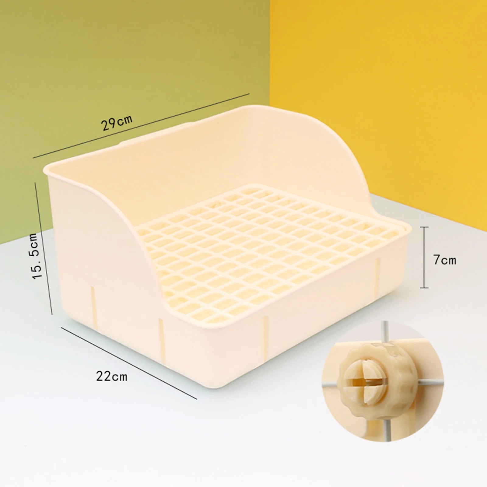 Rabbit Corner Litter Box with Splash Guard for rabbits, chinchillas, and rats from Burrowly small pet supplies.