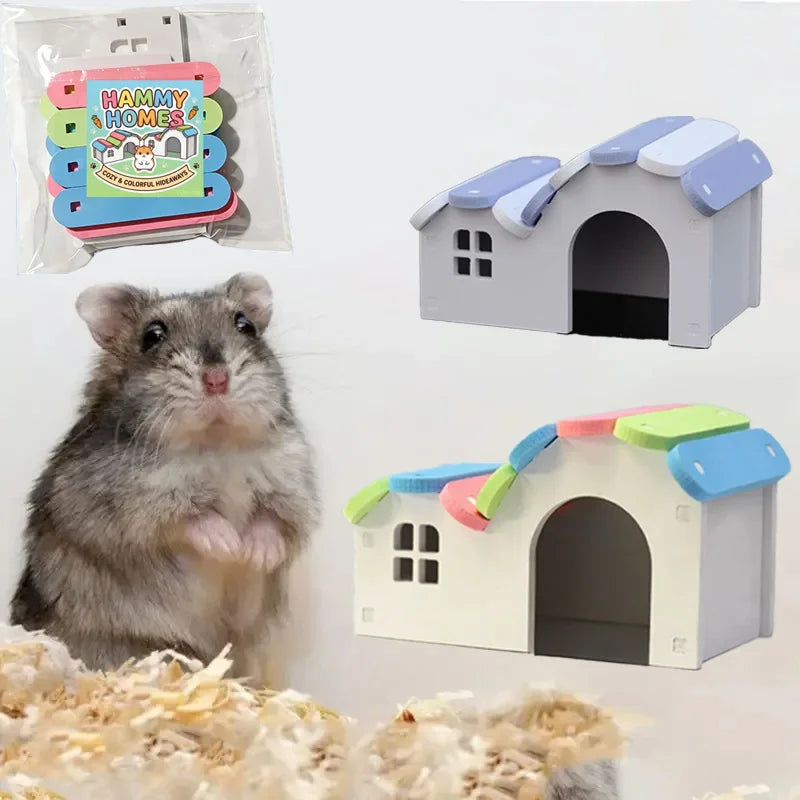 Pastel Hamster Hideout Hut for hamsters, mice, and gerbils from Burrowly small pet supplies.
