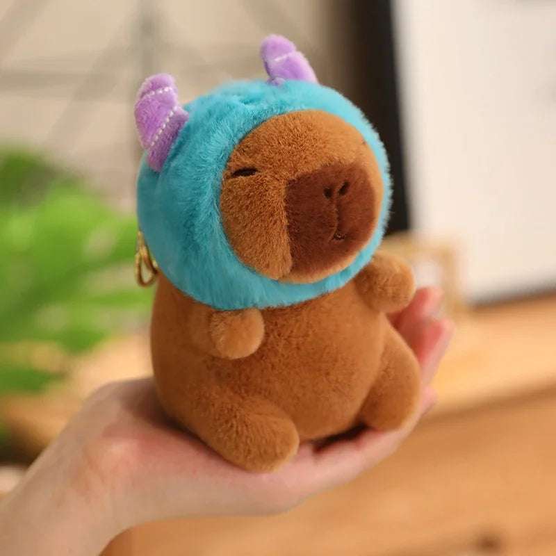 Cute Capybara Plush Toy with Hat Simulation Capybara Cosplay Crab Rabbit Cat Doll Small Size Stuffed Animals Bag Pendant Gift