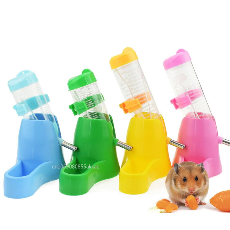 Hamster water bottle with holder for small animal habitats and daily hydration. for Burrowly small pet care.