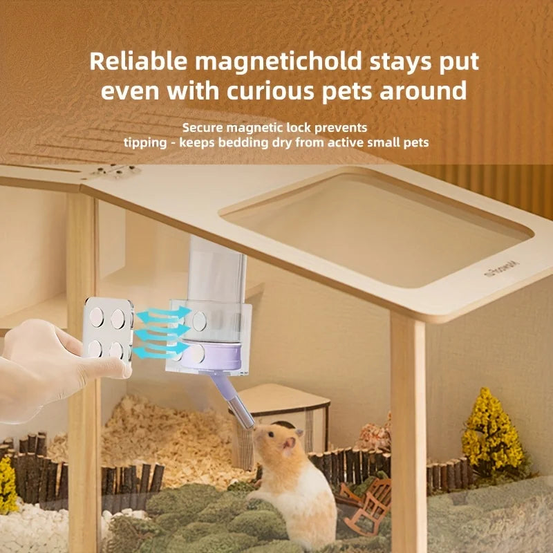 Hamster Small Animal Water Bottle Rack Acrylic Feeder Bracket Clear Bowls