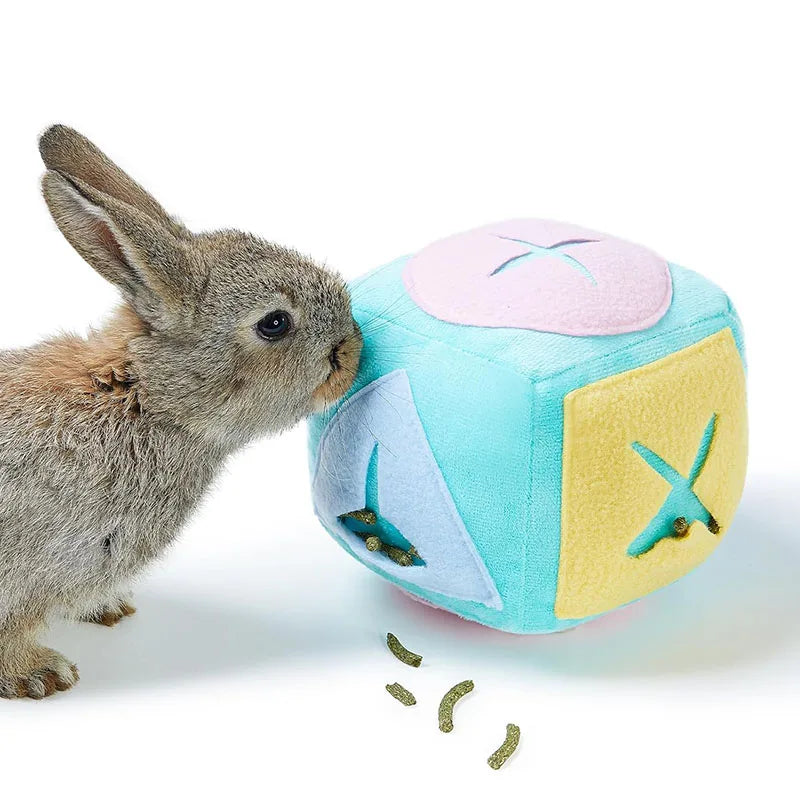 Rabbit Foraging Puzzle Toy with Bell for rabbits, guinea pigs, and chinchillas from Burrowly small pet supplies.