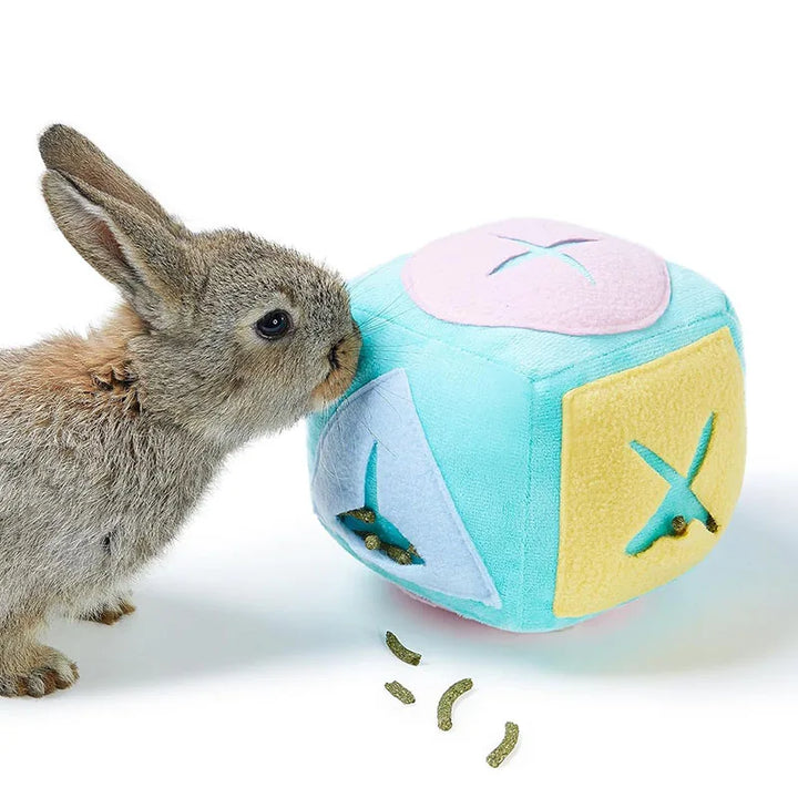 Rabbit Foraging Puzzle Toy with Bell for rabbits, guinea pigs, and chinchillas from Burrowly small pet supplies.
