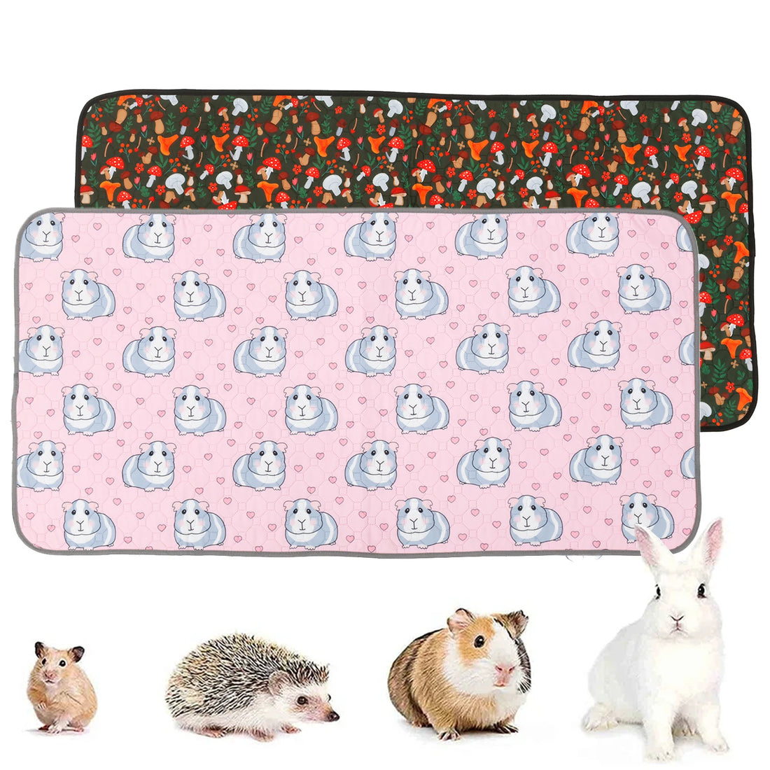 Reusable Guinea Pig Cage Liner Pad - 2 Pack for guinea pigs, rabbits, hamsters, and hedgehogs from Burrowly small pet supplies.