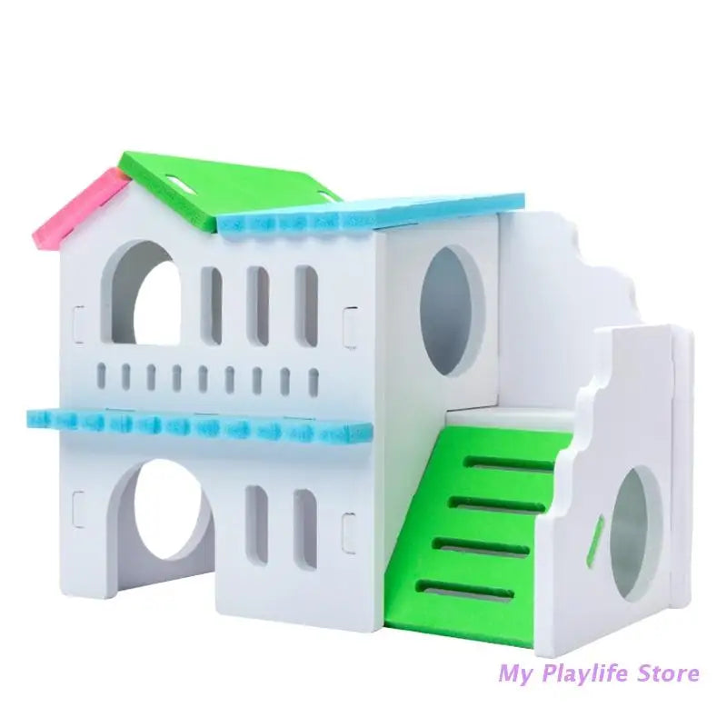 Hamster Wood House Hut Small Animal Rat Mouse Sleeping Nest Wooden Toy