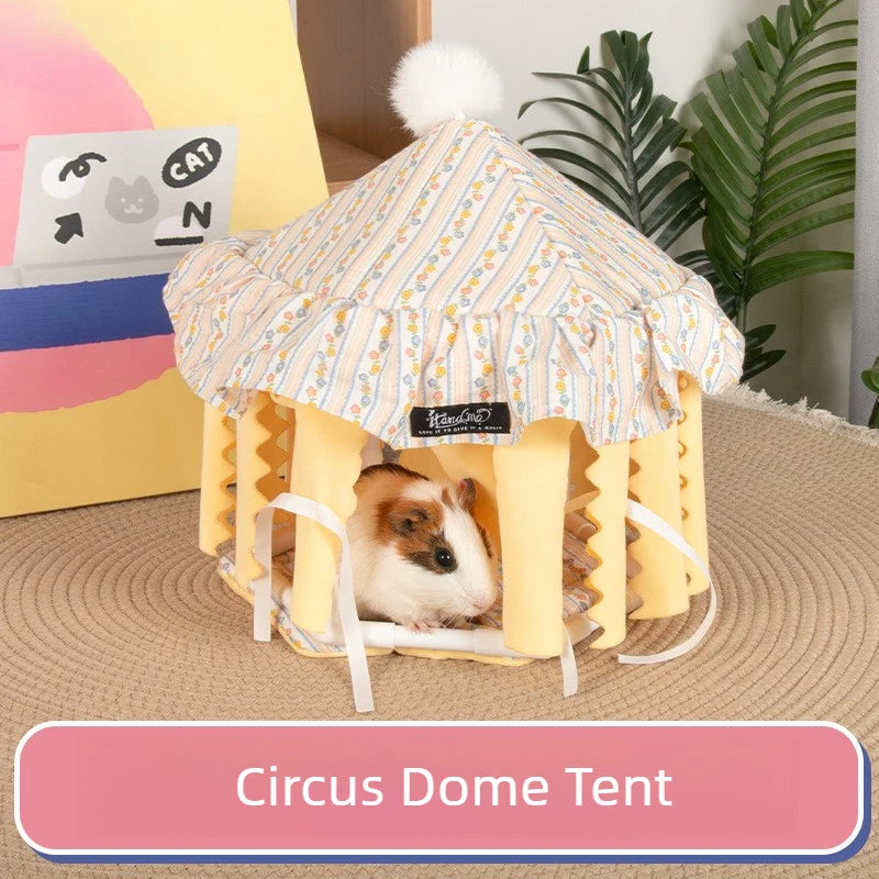 Cute circus hamster shelter rabbit Totoro golden bear tassel tent Dutch pig guinea pig shelter pet supplies Hamster House Set