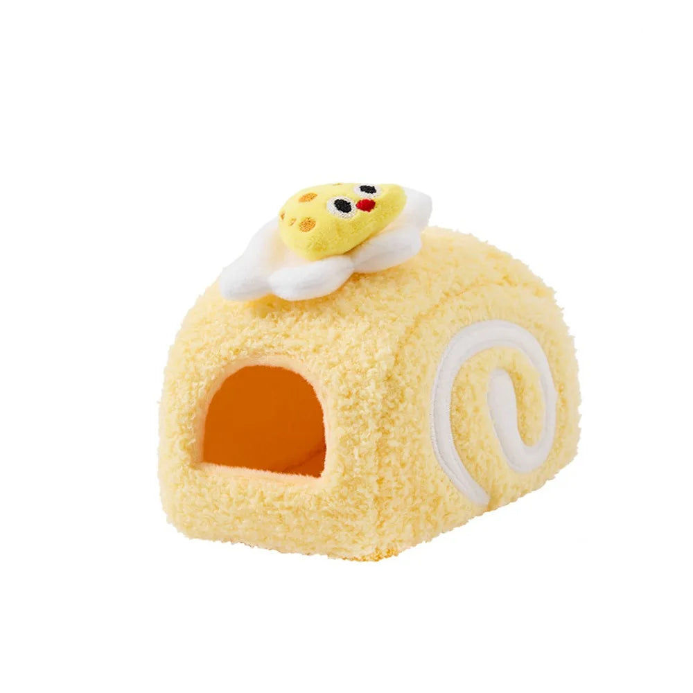 Pet Supplies Warm Hamster Cake Nest Cute Swiss Roll Shape Hamster Cage Soft Multi-Functional Pet Sleeping Bag Small Animal