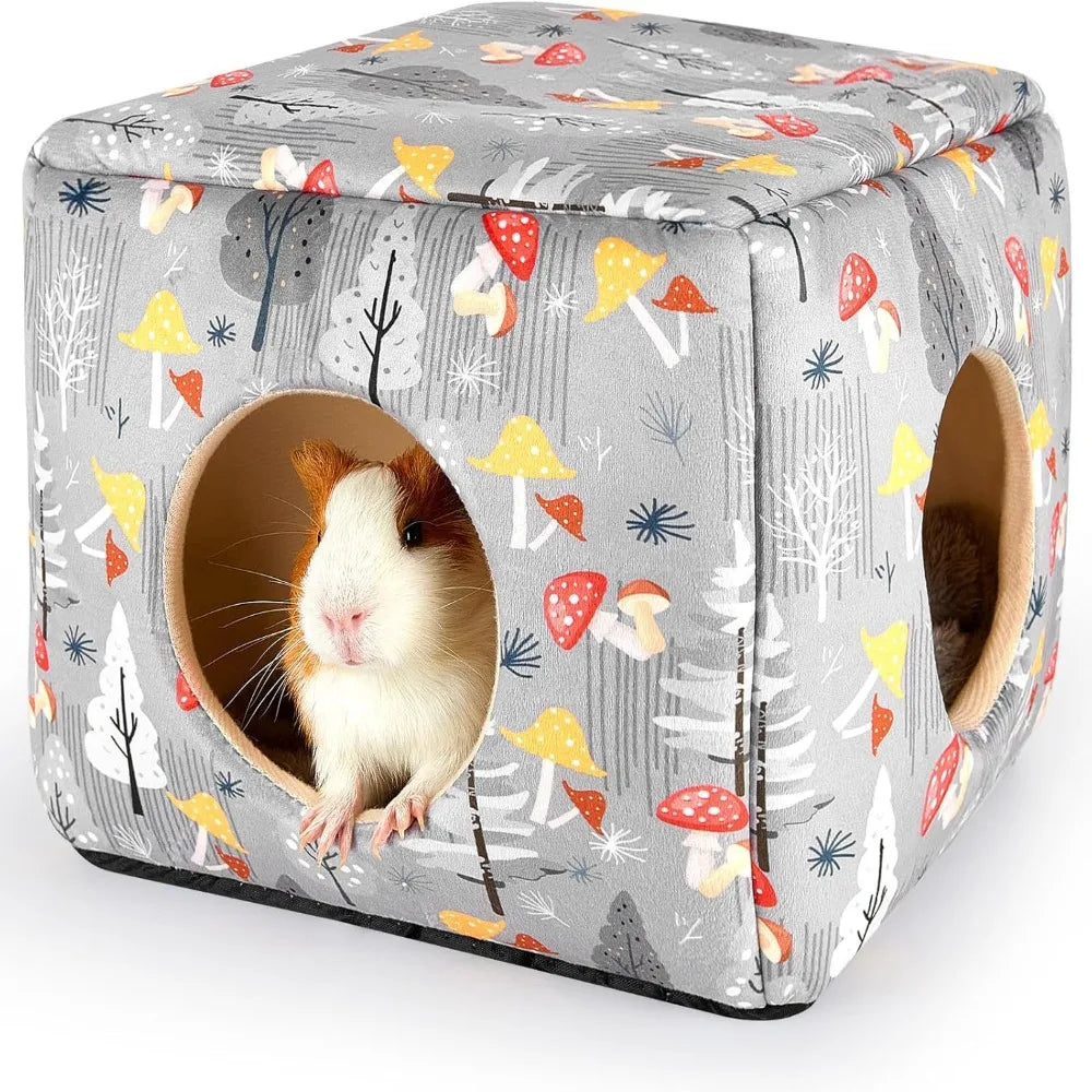 Cozy Washable Guinea Pig Hideout with Cushion Large Size Small Pet Bed