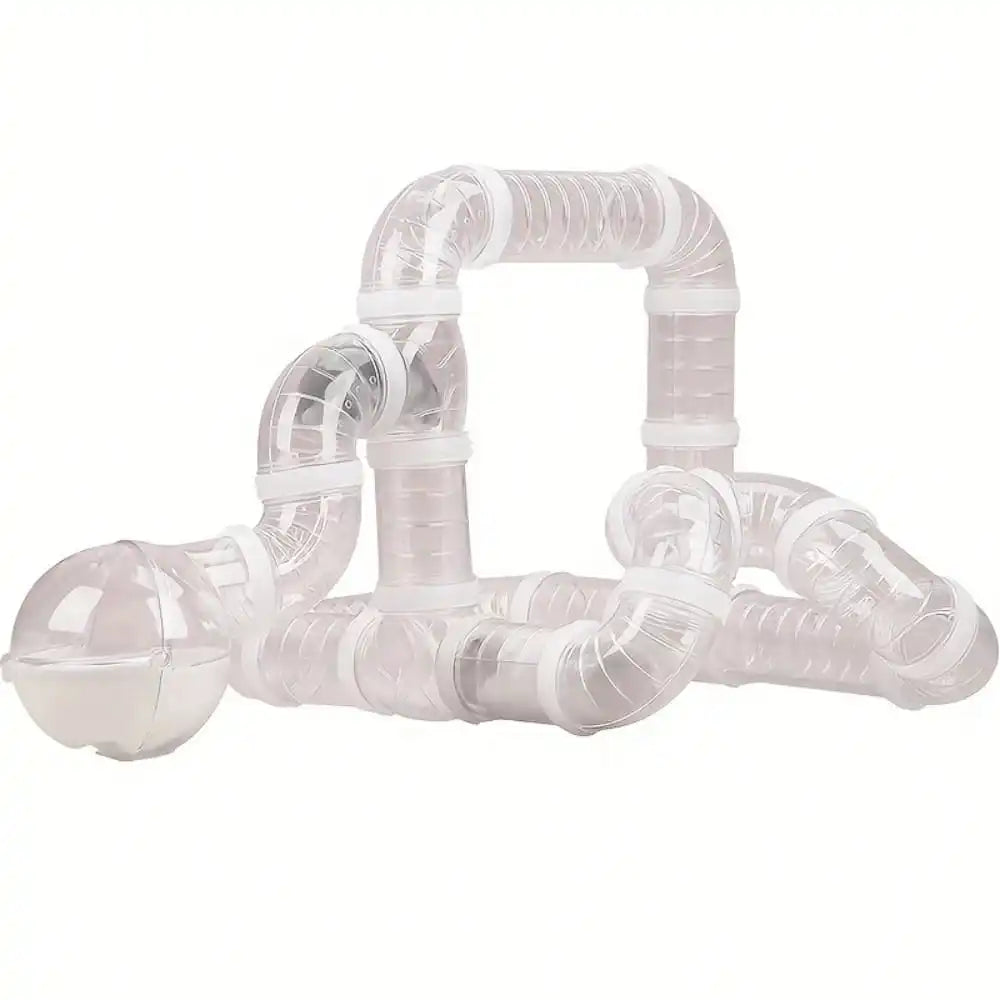 Transparent Small Pet Tunnel Set Diy Connectable Tubes for Hamsters Gnomes for Burrowly tunnels and small pet care.